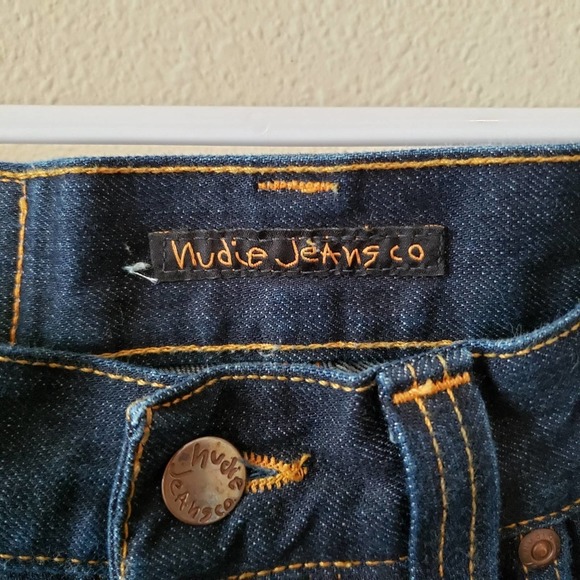 Nudie Jeans Co Men's Organic Cotton Button Fly Jeans Dark Wash Denim 28x34 - Picture 6 of 12